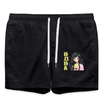 Anime and Boba Bubble Tea - Badeshorts - Schwarz - Vorne - AI Model Male 185 light (185cm)