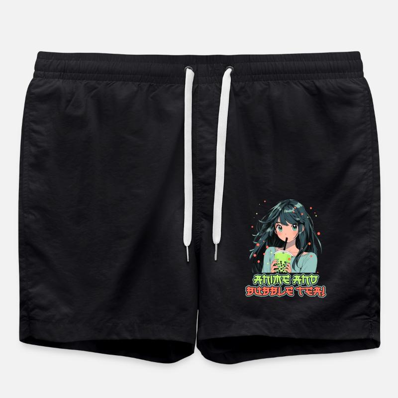 Anime and Boba Bubble Tea - Badeshorts - Schwarz