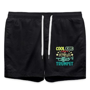 Trompettistes enfants cool enfants jouent tumpet - Short de bain - noir - Devant - AI Model Male 185 light (185cm)