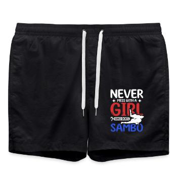 Ne plaisante jamais avec une fille qui fait du Sambo - Short de bain - noir - Devant - AI Model Male 185 light (185cm)