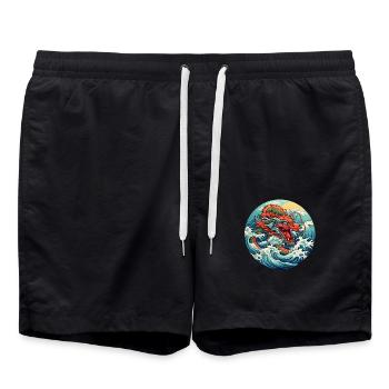 Chinese dragon - Swim Trunks - black - Front - AI Model Male 185 light (185cm)
