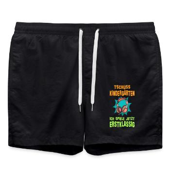 Tschüss Kindergarten Schulanfang Einschulung - Badeshorts - Schwarz - Vorne - AI Model Male 185 light (185cm)