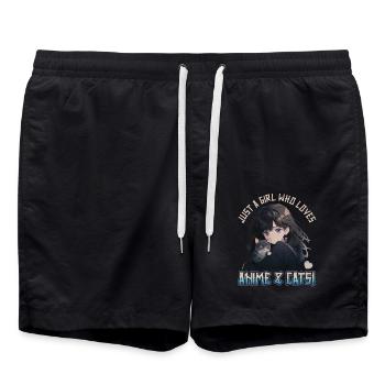 Kawaii Manga Juste une fille qui aime l’anime et les chats - Short de bain - noir - Devant - AI Model Male 185 light (185cm)
