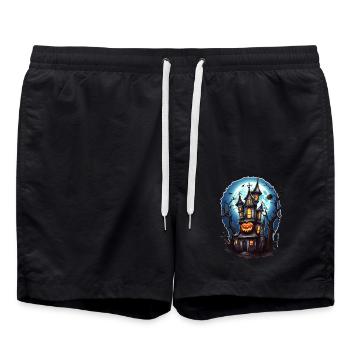 Maison hantée d’Halloween - Short de bain - noir - Devant - AI Model Male 185 light (185cm)