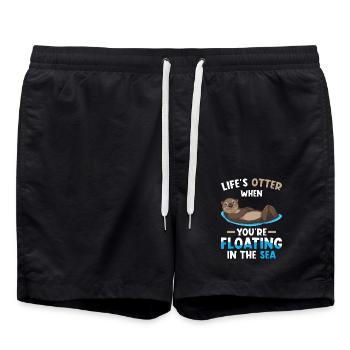 Seeotter Spruch Lustig Otter Geschenk - Badeshorts - Schwarz - Vorne - AI Model Male 185 light (185cm)