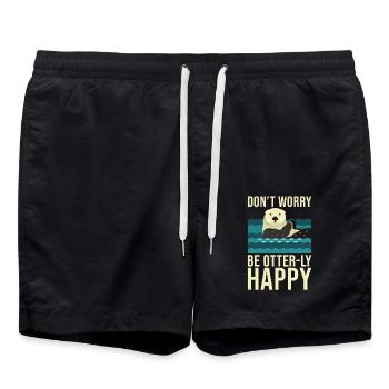 Seeotter Spruch Lustig Otter Geschenk - Badeshorts - Schwarz - Vorne - AI Model Male 185 light (185cm)