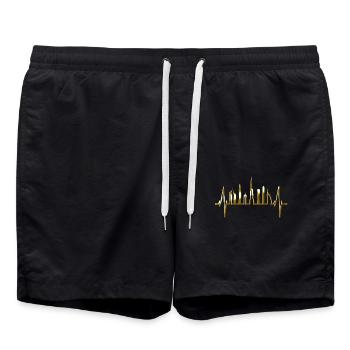 Dubai Skyline Herzschlag Burj Khalifa Silhouette - Badeshorts - Schwarz - Vorne - AI Model Male 185 light (185cm)