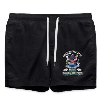 Facilement distrait par Anime Ramen ou Cats - Short de bain - noir - Devant - AI Model Male 185 light (185cm)