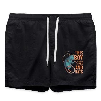 Rat, ce garçon court sur Jésus et les rats - Short de bain - noir - Devant - AI Model Male 185 light (185cm)