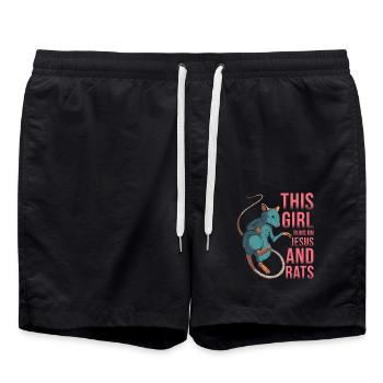 Rat Cette fille court sur Jésus et les rats - Short de bain - noir - Devant - AI Model Male 185 light (185cm)