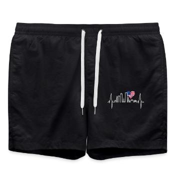 Boston Skyline Heartbeat États-Unis Flag Heart Love - Short de bain - noir - Devant - AI Model Male 185 light (185cm)