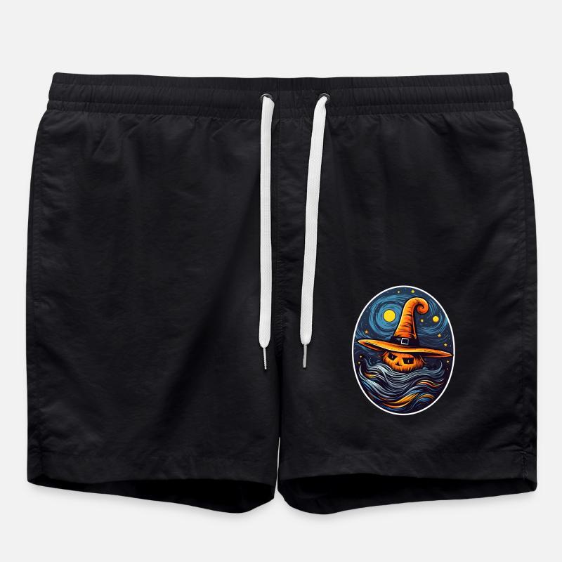 Pumpkin Halloween Painting - Swim Trunks - black