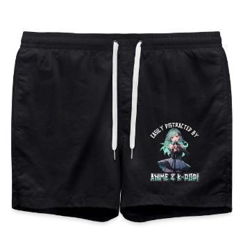 Easily distracted by Anime and K-Pop - Badeshorts - Schwarz - Vorne - AI Model Male 185 light (185cm)