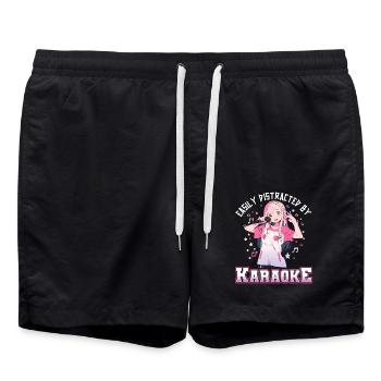Easily distracted by Karaoke - Swim Trunks - black - Front - AI Model Male 185 light (185cm)