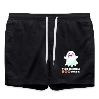 Lustiger Boo Sheet Spruch Mit Süßem Geist - Badeshorts - Schwarz - Vorne - AI Model Male 185 light (185cm)