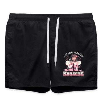 Just a Girl who loves Karaoke - Badeshorts - Schwarz - Vorne - AI Model Male 185 light (185cm)