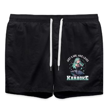 Just a Girl who loves Karaoke - Badeshorts - Schwarz - Vorne - AI Model Male 185 light (185cm)