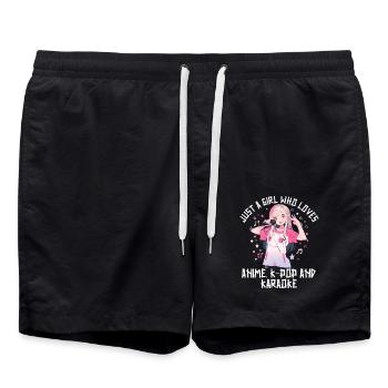 Just a Girl who loves Anime K-Pop and Karaoke - Badeshorts - Schwarz - Vorne - AI Model Male 185 light (185cm)
