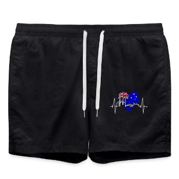Sydney Skyline Heartbeat Australia Flag Heart - Swim Trunks - black - Front - AI Model Male 185 light (185cm)