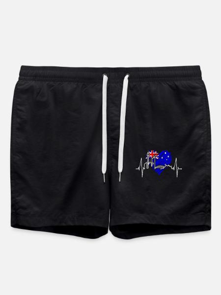 Sydney Skyline Herzschlag Australien Flagge Herz - Badeshorts - Schwarz