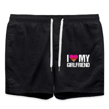 J’aime mon coeur de copine ma copine vintage - Short de bain - noir - Devant - AI Model Male 185 light (185cm)