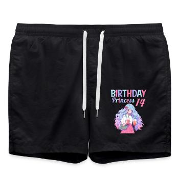 Anime Mandga Boba Bubble Tea 14. Geburtstag - Badeshorts - Schwarz - Vorne - AI Model Male 185 light (185cm)