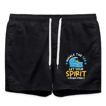 Ocean Sea Beach Vacances Souvenir Sea Breeze - Short de bain - noir - Devant - AI Model Male 185 light (185cm)