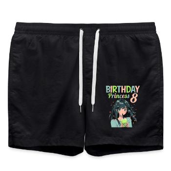 Anime Mandga Boba Bubble Tea 8ème anniversaire - Short de bain - noir - Devant - AI Model Male 185 light (185cm)