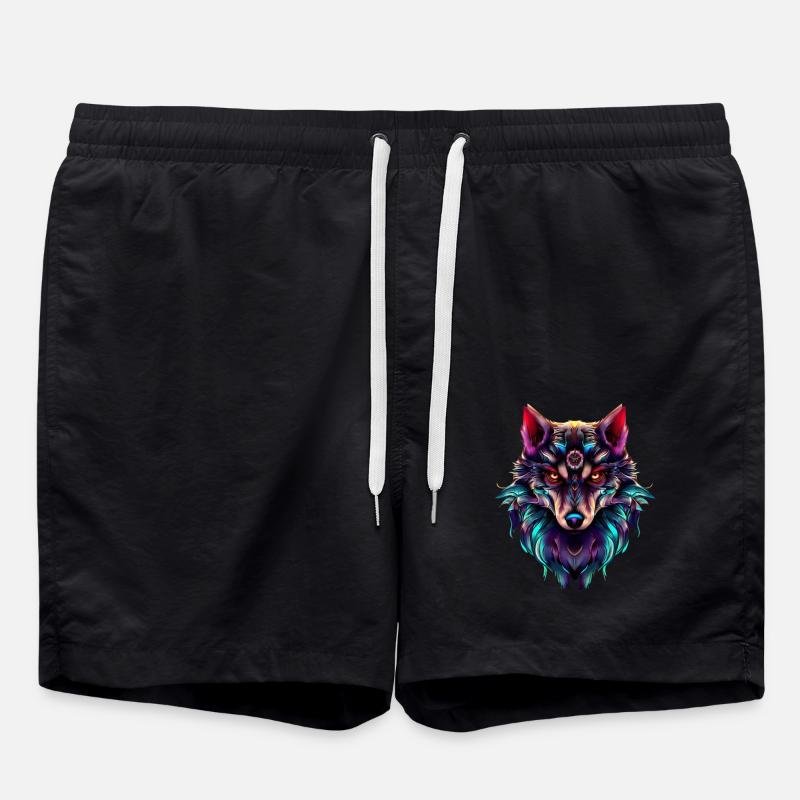 Wolf’s Head Synthwave Wolf - Short de bain - noir