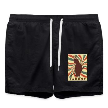 Papagei Retro Vintage - Badeshorts - Schwarz - Vorne - AI Model Male 185 light (185cm)