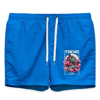 Tokio Asien 80er Japanischer Retro Drache Drachen - Badeshorts - Cobalt blue - Vorne