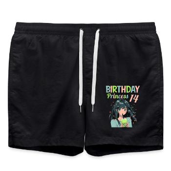 Anime Mandga Boba Bubble Tea 14. Geburtstag - Badeshorts - Schwarz - Vorne - AI Model Male 185 light (185cm)