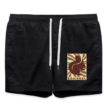 Squirrel Retro Vintage - Swim Trunks - black - Front - AI Model Male 185 light (185cm)