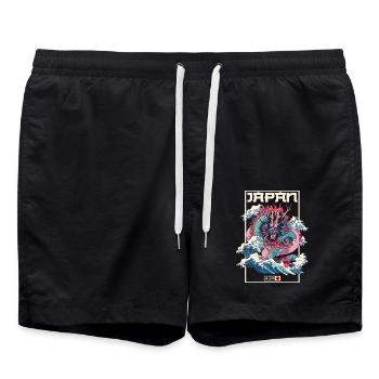 Tokio Asien 80er Japanischer Retro Drache Drachen - Badeshorts - Schwarz - Vorne - AI Model Male 185 light (185cm)