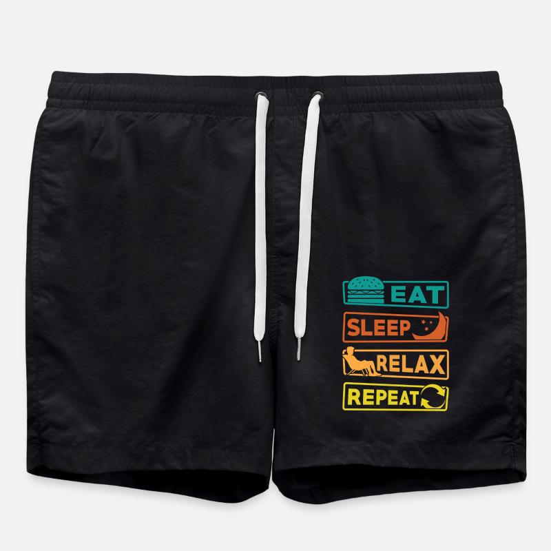 Eating, sleeping, relaxing, - Swim Trunks - black