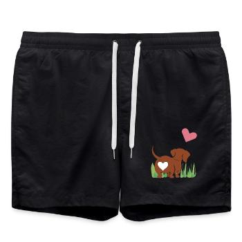 Dackel mit Herz - Geschenk - Geschenkidee - Badeshorts - Schwarz - Vorne - AI Model Male 185 light (185cm)
