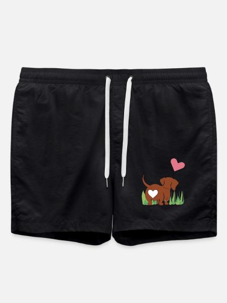 Dackel mit Herz - Geschenk - Geschenkidee - Badeshorts - Schwarz