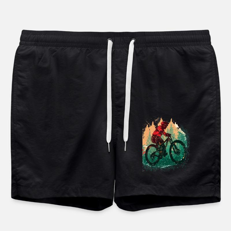 Vintage Mountainbiker MTB Radfahrer - Badeshorts - Schwarz