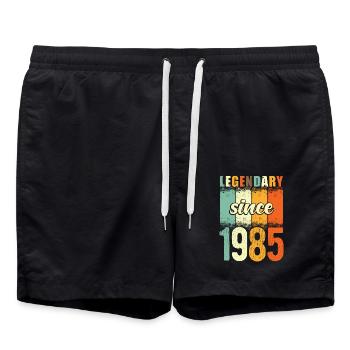 Legendary since 1985 Retro Vintage Birthday - Swim Trunks - black - Front - AI Model Male 185 light (185cm)