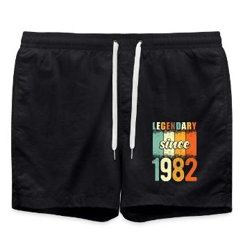 Légendaire depuis 1982 Retro Vintage Anniversaire - Short de bain - noir - Devant - AI Model Male 185 light (185cm)