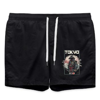 Asie 80s Samouraï Rétro Japonais Samouraï - Short de bain - noir - Devant - AI Model Male 185 light (185cm)