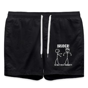 Fitness Bodybuilder Gym Alter hast du trainiert - Badeshorts - Schwarz - Vorne - AI Model Male 185 light (185cm)