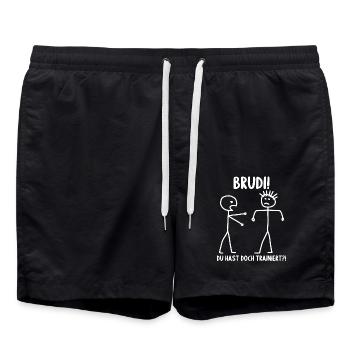 Fitness Bodybuilder Gym Alter hast du trainiert - Badeshorts - Schwarz - Vorne - AI Model Male 185 light (185cm)