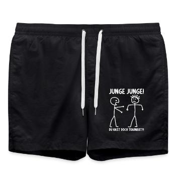 Fitness Bodybuilder Gym Alter hast du trainiert - Badeshorts - Schwarz - Vorne - AI Model Male 185 light (185cm)