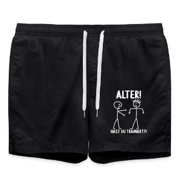 Fitness Bodybuilder Gym Alter hast du trainiert - Badeshorts - Schwarz - Vorne - AI Model Male 185 light (185cm)