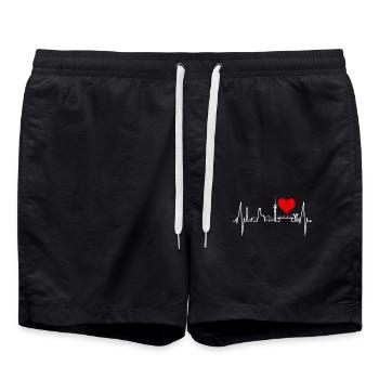 Duisburg Skyline Heartbeat Pulse Heart Ruhrpott Fan - Swim Trunks - black - Front - AI Model Male 185 light (185cm)