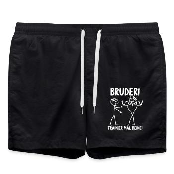 Fitness Bodybuilder Gym Alter hast du trainiert - Badeshorts - Schwarz - Vorne - AI Model Male 185 light (185cm)