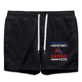 Touch me and your first sambo lesson is free - Badeshorts - Schwarz - Vorne - AI Model Male 185 light (185cm)