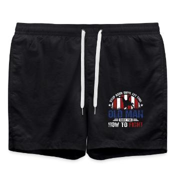 Let this Sambo old man show you how to fight - Swim Trunks - black - Front - AI Model Male 185 light (185cm)