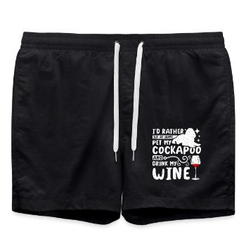 Pet my cockapoo and drink wine - Badeshorts - Schwarz - Vorne - AI Model Male 185 light (185cm)